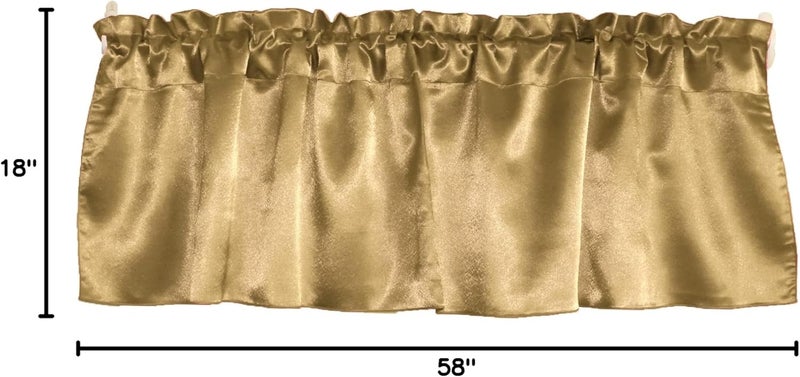 Zen Creative Designs Solid Shiny Satin Window Valance Home Décor Bedroom Nursery Kitchen Window (58" Wide x 18" Long, Gold) - Image 3